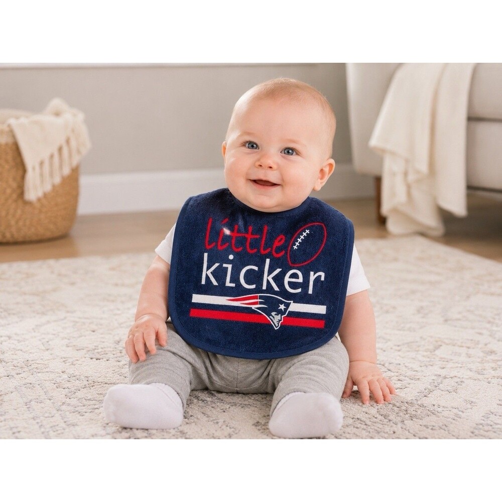 New England Patriots Fan Little Kicker Baby Bib Washable Reuseable NFL WinCraft